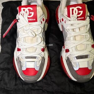 Dolce & Gabbana Red, White, and Gray Sneakers